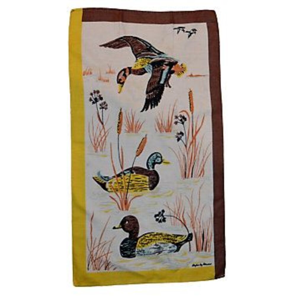 Vintage MCM 60s 70s Style By Dewan Mallard Duck Kitchen Towel 28x15